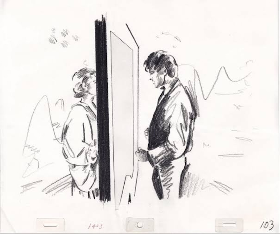 an individual rotoscoped frame from Take on Me