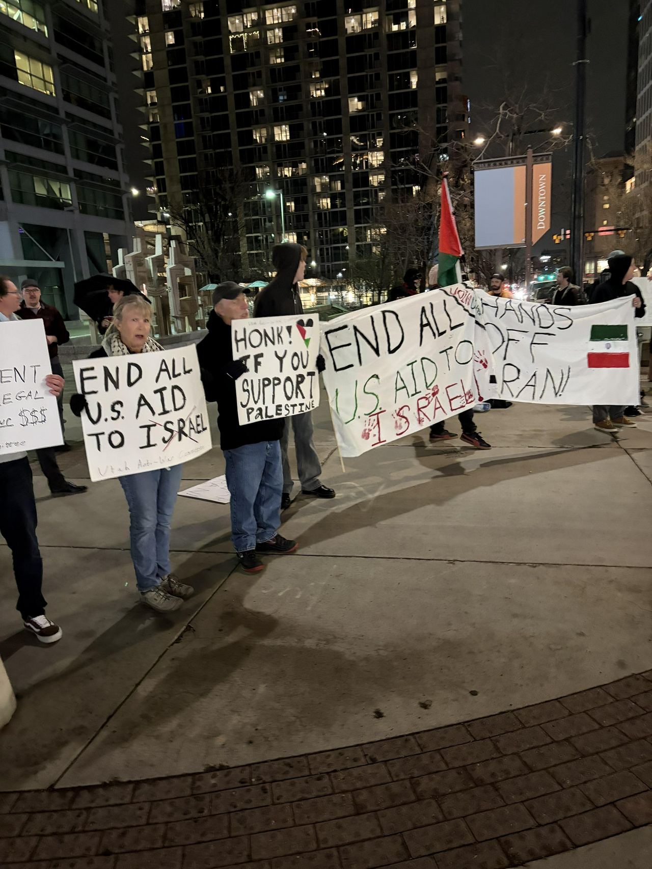 Hands off Iran protest in front of the Salt Lake City Federal Building.