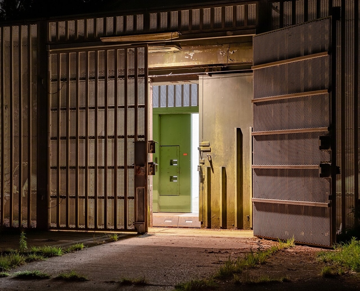 An opened door.