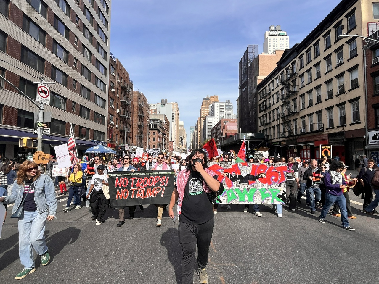 New York Alliance Against Racist and Political Repression NYAARPR contingent at No Kings protest.