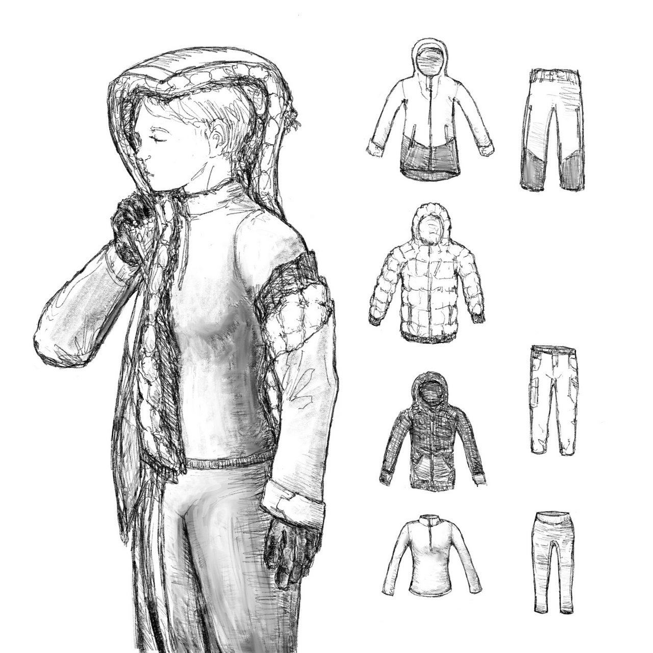 hiking clothing system cutaway