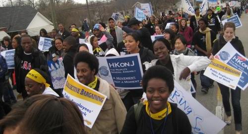 people marching in a protest