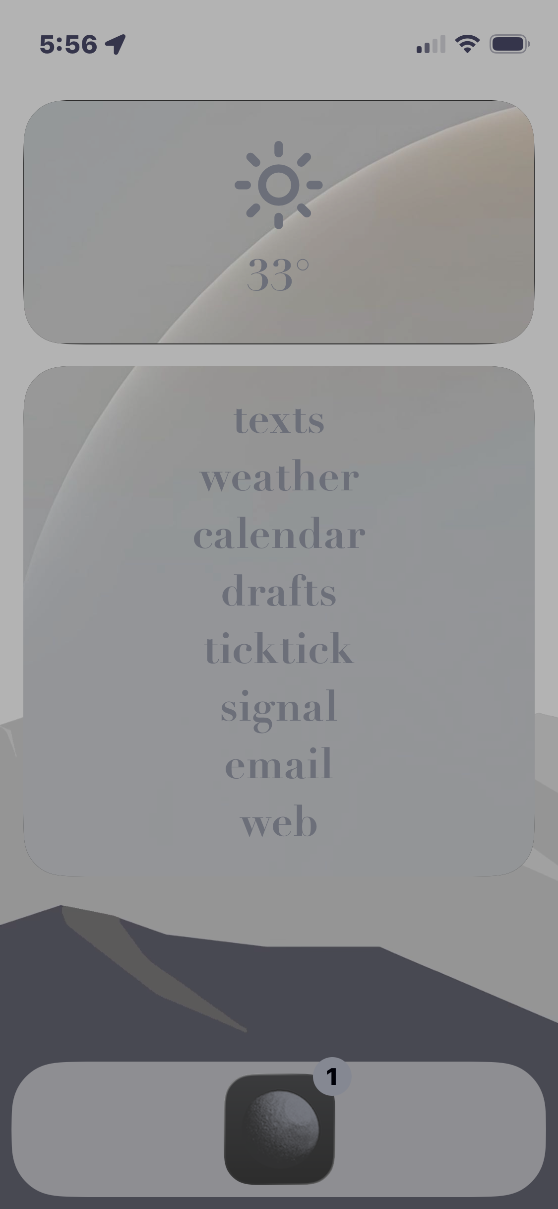 an iPhone augmented with widgets and wallpapers from the Blank Spaces app