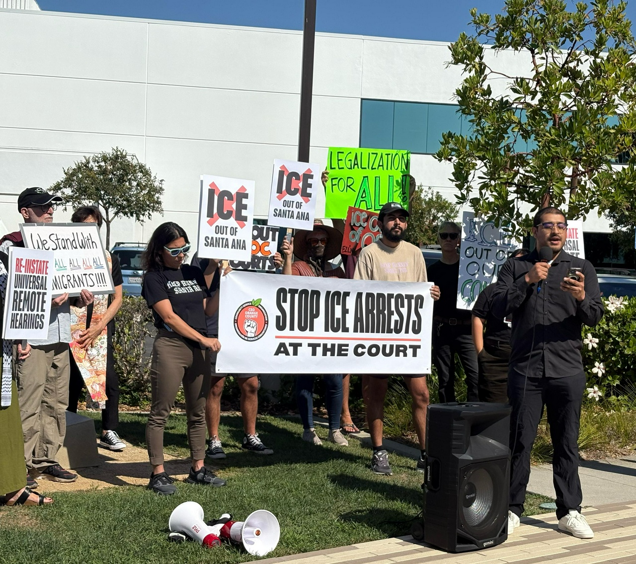 CSO Orange County holds press conference to demand universal remote immigration hearings