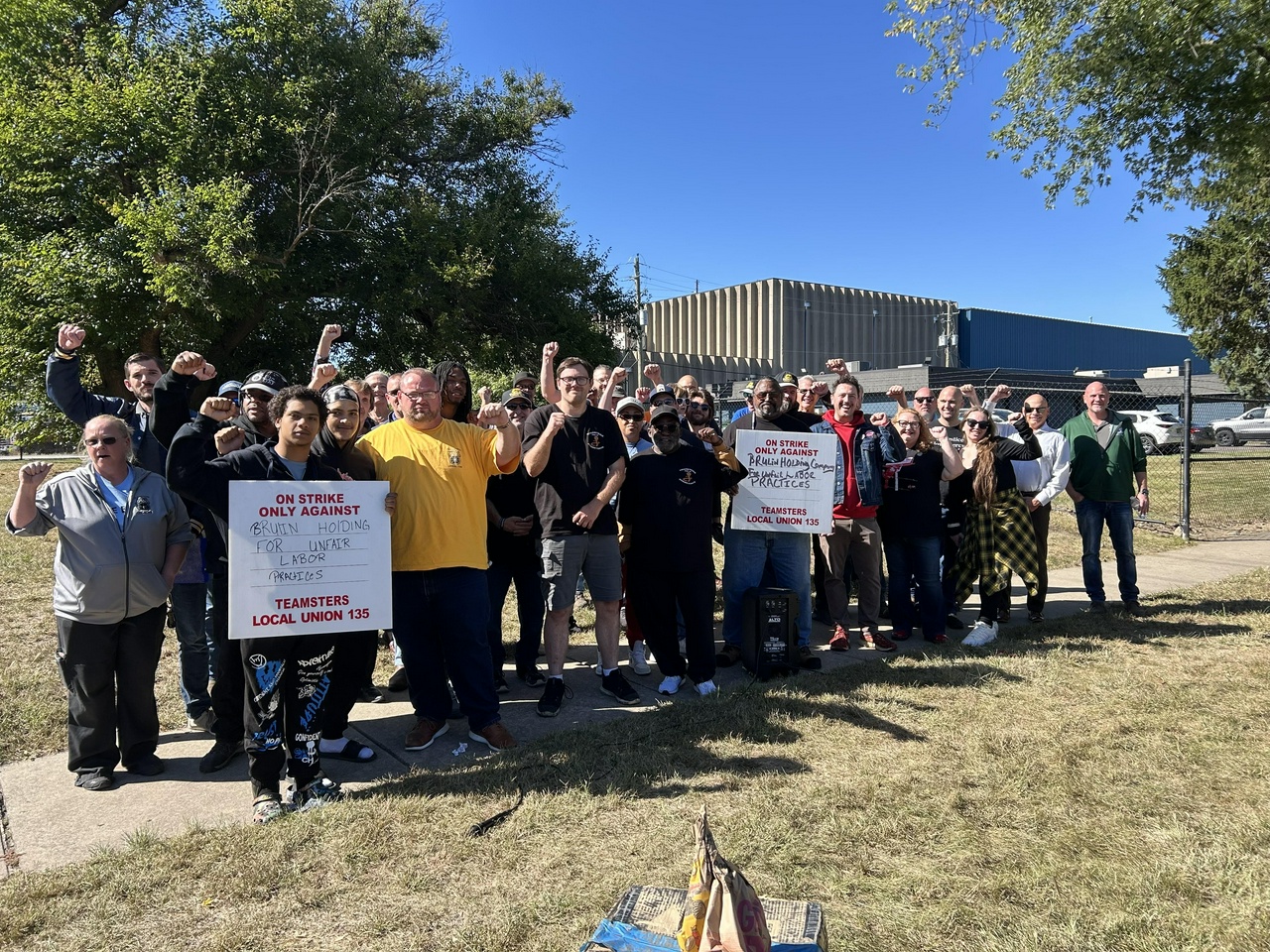 Brulin Teamsters and supporters rally at the picket line.