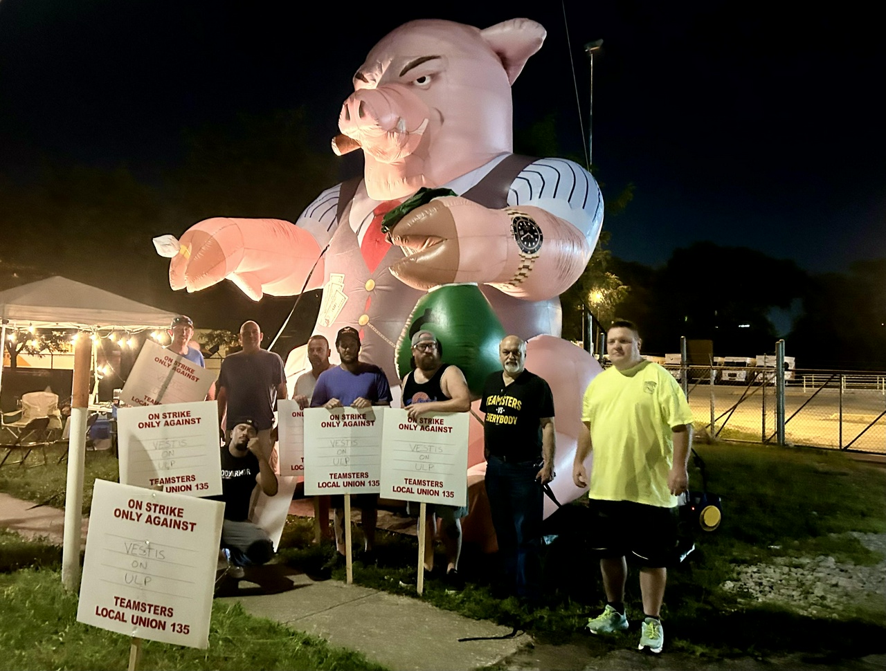 Vestis drivers in Indianapolis gather for 2 a.m. kickoff of their unfair labor practice strike. | Fight Back! News Vestis drivers in Indianapolis gather for 2 a.m. kickoff of their unfair labor practice strike.