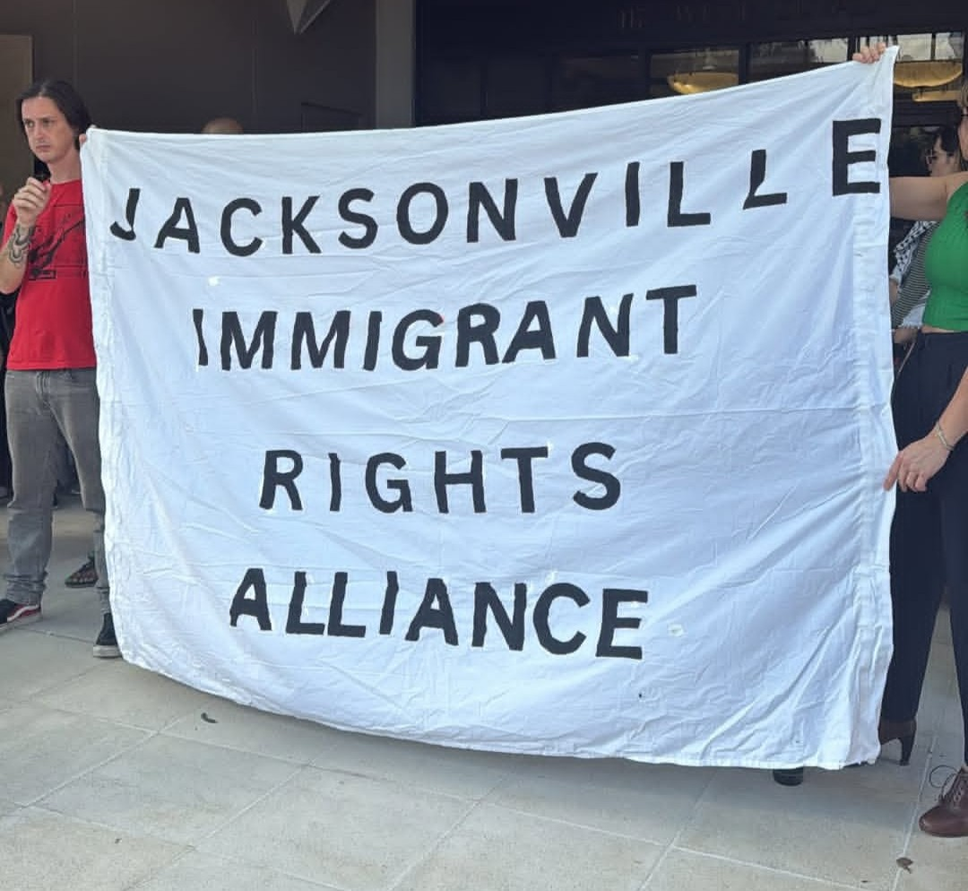 Jacksonville protest against attempted  right-wing budget amendments.