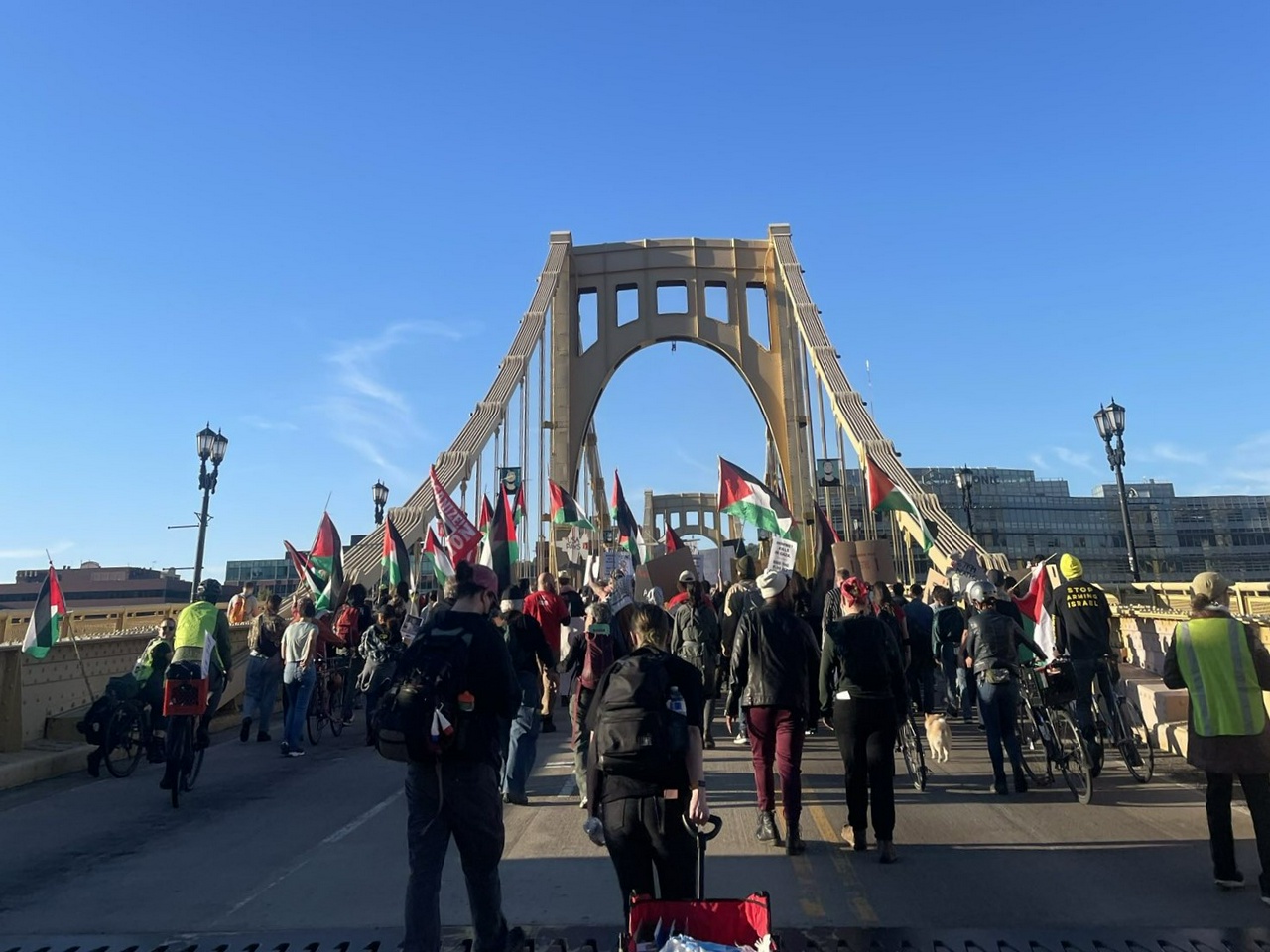 Marching for Palestine in Pittsburgh, Pennsylvania.
