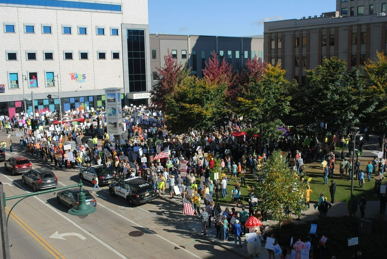 No Kings protest in Appleton, Wisconsin.