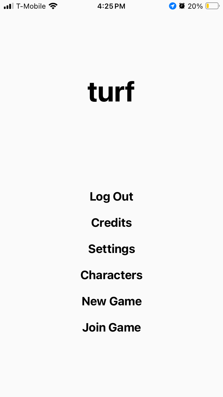 Turf main menu