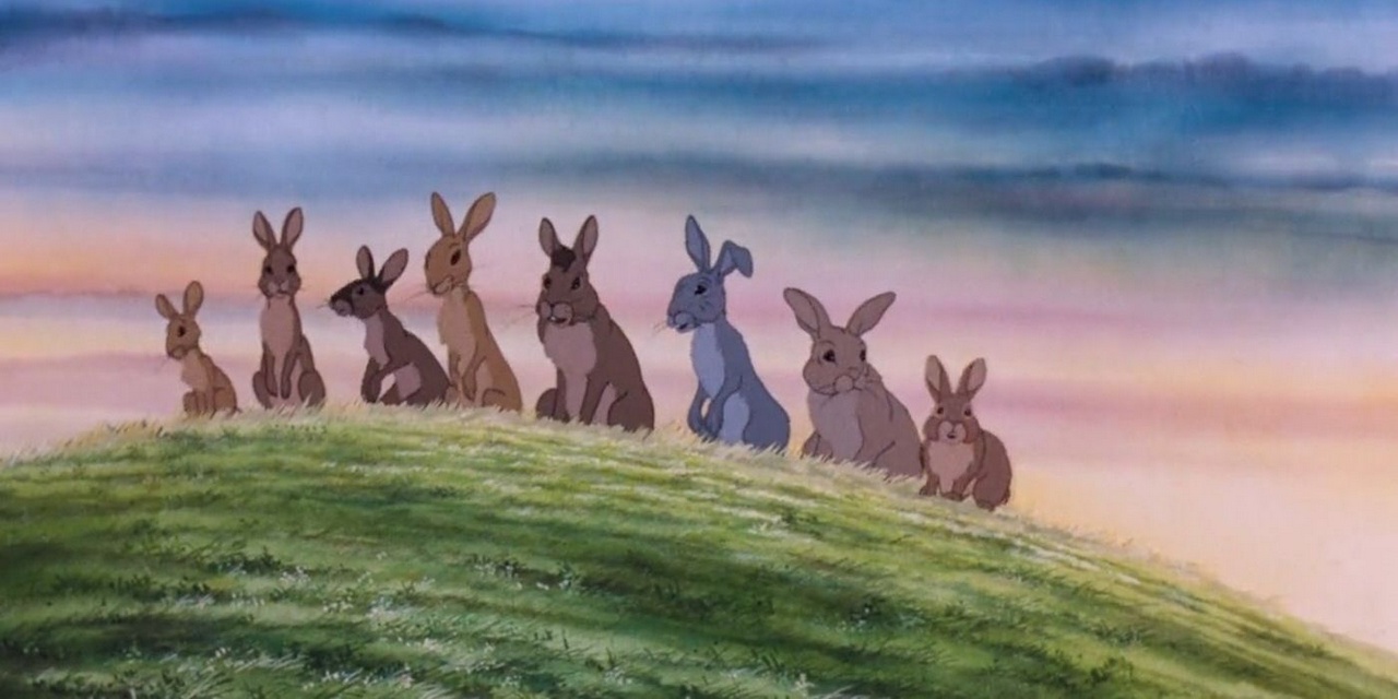 rabbits on a hilltop at either dawn or dusk, idk, from Watership Down the TV series