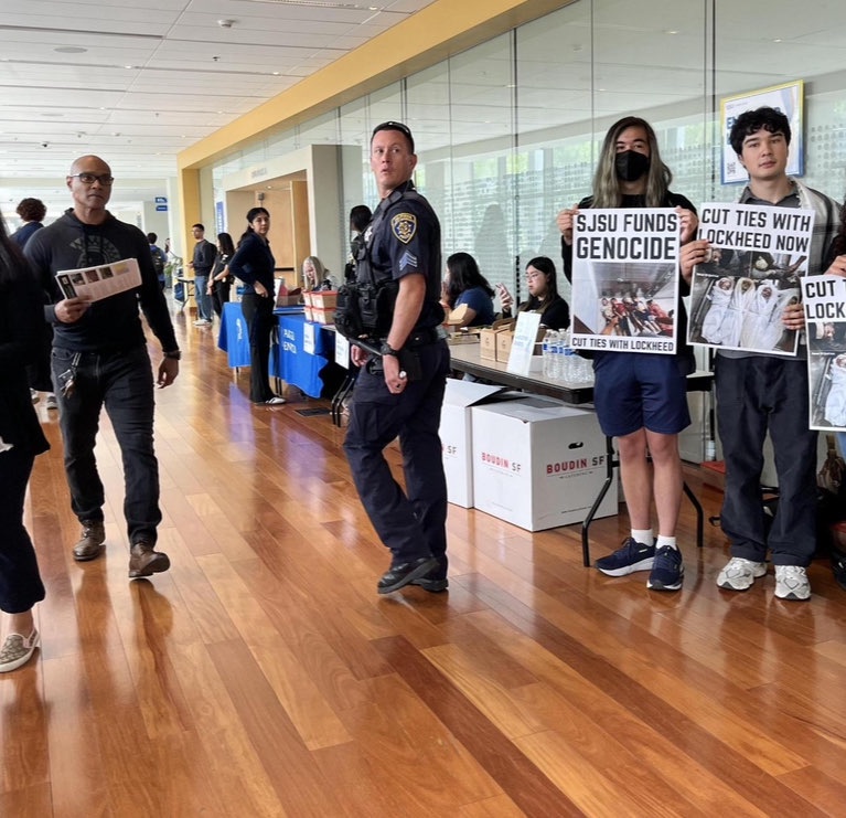 SJSU pro-Palestine students disrupt career fair with a silent action