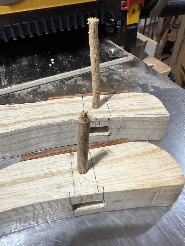 The holes in the sides of the cane handles now have pegs (trenails) which will fit into them