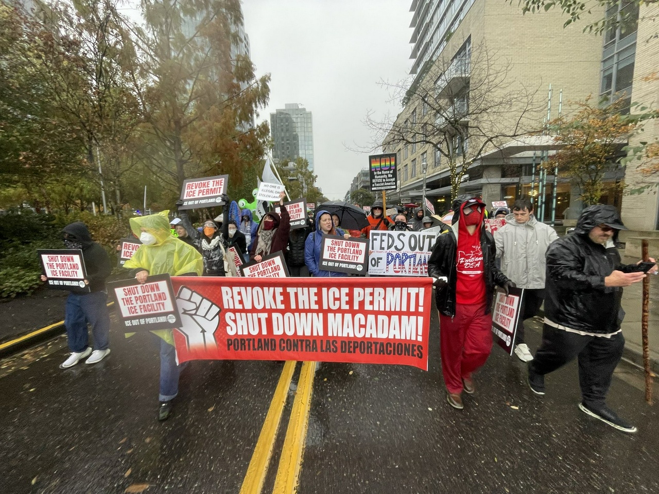 Portland, Oregon protest demands shutdown of ICE facility. 