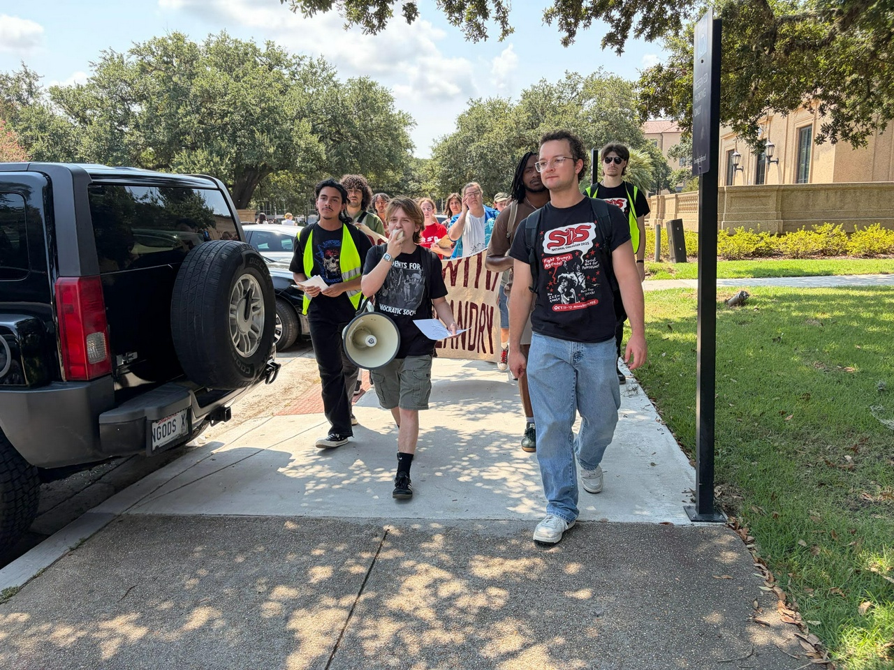Students chant and march to the LSU admin office. | Fight Back! News Students chant and march to the LSU admin office.