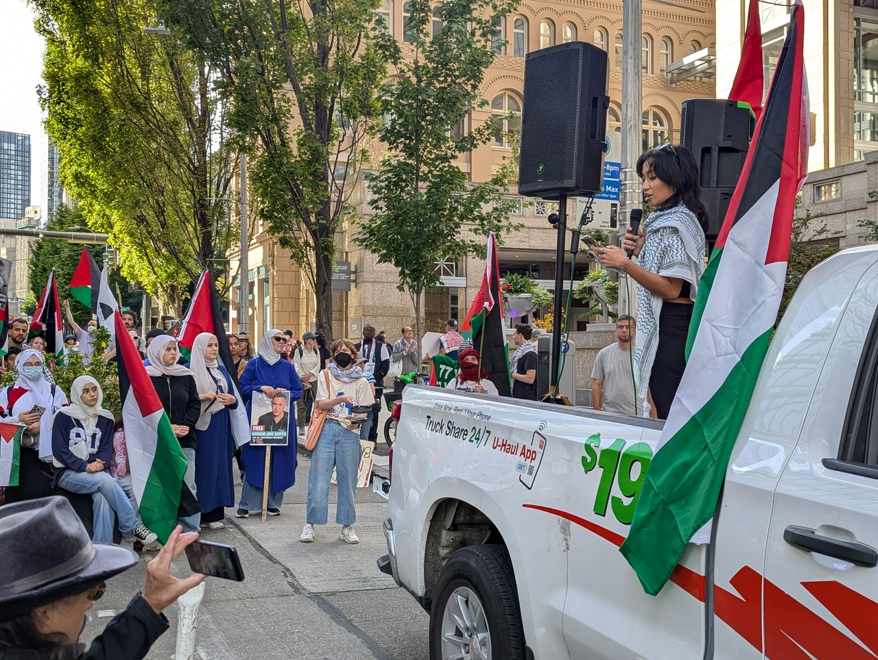 Aida Amirul speaking out against the genocide in Gaza.